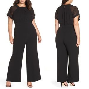 NWT Vince Camuto Chiffon Sleeve Crepe Jumpsuit